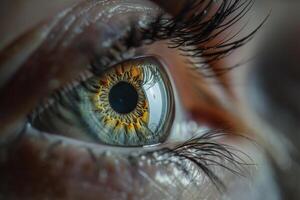 Nature of Human Eye Showing the Intricate Patterns of the Iris and Reflection of Emotions photo