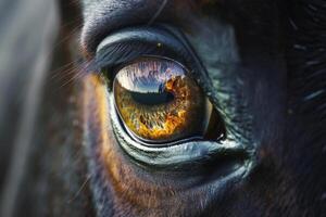 Ethereal Nature of unicorns eye with shimmering iris and magical reflections  nature background photo