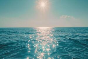 Seascape Sunlight Creating Glittering Path Across the Surface of Calm Sea nature background photo