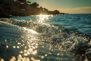 Seascape Sunlight Creating Glittering Path Across the Surface of the Ocean nature background photo