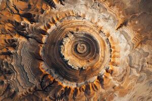 Landscape Nature Dynamic Aerial of Sandstone Formations in Desert with Swirling Patterns Carved by Wind and Erosion photo