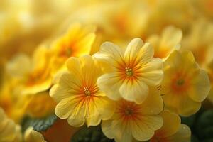 Delicate Primrose with nature background in Garden Setting photo