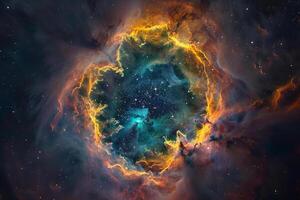 Vibrant Planetary Nebula Displaying Stellar Evolution High Magnification Cosmic nature background photo