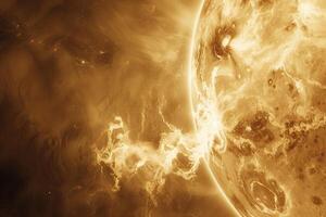 Venus with Its Thick Cloud Cover and Volcanic Terrain Background and Nature photo