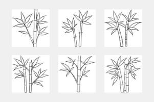 Transform Your Designs with Bamboo Line Art Set Illustrations vector