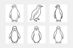 Penguin Line Art for Kids Fun Coloring Book vector