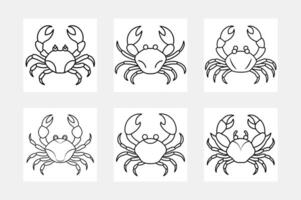 Crab Line Art Set for Kids Coloring Book Fun Illustrations vector