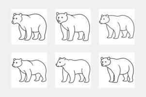 Unique Bear Line Art Set for Kids Coloring Adventures vector