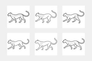 Creative Cheetah Line Art Set for Children vector
