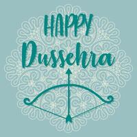 Happy Dussehra background decorated with ornamental floral design and paper bow-arrow. vector