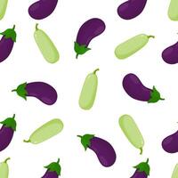 Seamless pattern with green Courgette and eggplant.Pattern on a white background vector