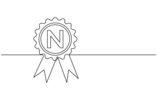 Award star badge continuous line art drawing,Continuous one line drawing of the best quality award badge, Award badge continuous one line drawing. vector