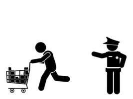 Looter taking advantage of a chaotic city scene. vector