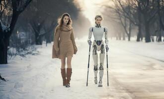 Girl with a Disability Using Modern Assistive Devices to Enhance Daily Living.Generated image photo