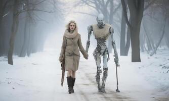 Girl with a Disability Using Modern Assistive Devices to Enhance Daily Living.Generated image photo