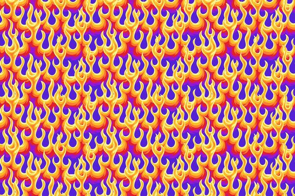 vintage blue red orange fire seamless pattern for print on textile, wrapping,banner, card. abstract fire pattern on black background. old school flaming pattern. retro flame seamless pattern