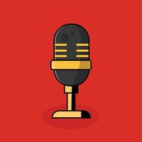 Microphone for podcast Retro stage microphone illustration Flat Style vector