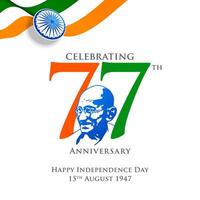 WeCelebrating 77 years of Independence India, Happy Independence Day on 15th of august, 2024. Web Banner, post, digital ad, logo, mnemonic, template design, unit, , poster, creative . vector