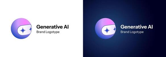 Modern AI icon with chatbot mascot. Futuristic robot head with gradient colors and minimal design. Symbol of artificial intelligence, digital innovation and machine learning. illustration. vector
