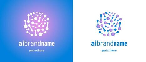 Futuristic AI brain logo with neuron connections and digital network. Modern icon with gradient colors for artificial intelligence technology innovation. Perfect for app, website or branding vector