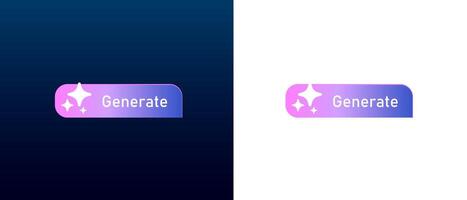 Modern AI generate button with futuristic gradient design and digital stars. Icon featuring artificial intelligence, machine learning and technology. Ideal for apps, websites, branding or innovation. vector