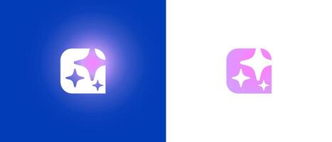 Modern AI logo icon with gradient colors and abstract lines. Futuristic symbol for artificial intelligence, technology and digital innovation. Ideal for apps, websites, branding or software. vector