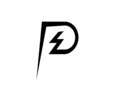 P logo with lighting bolt, flat design vector