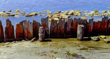 Wooden remains of salt pools, salt mining in the 18th century photo