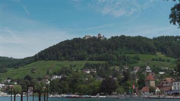 Stein am Rhein, Switzerland. Stein am Rhein ist eine Kleinstadt westlich des Bodensees im Nordosten der Schweiz. Small town west of Lake Constance in northeastern Switzerland in summer. video