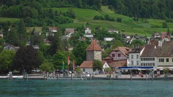 Stein am Rhein, Switzerland. Stein am Rhein ist eine Kleinstadt westlich des Bodensees im Nordosten der Schweiz. Small town west of Lake Constance in northeastern Switzerland in summer. video