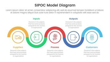 sipoc infographic template banner with timeline circle up and down horizontal with 5 point list information for slide presentation vector