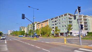 Warsaw, Poland. 24 August 2024. Ursynow district intensive residential developments in this modern residential buildings and and wide streets with pedestrian and car traffic near Las Kabacki Forest. photo