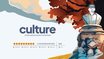 King Purba Palace Flat design layout idea for tourism event Indonesian culture vector