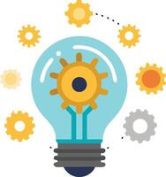 Light bulb with gears and cogs inside symbolizing innovative thinking, problemsolving, and creativity in illustration vector