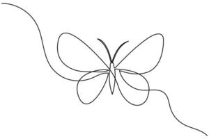 Butterfly one line art and outline design vector