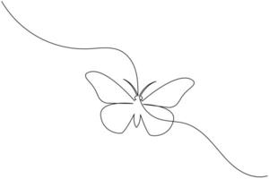 Outline butterfly one line art and outline icon vector