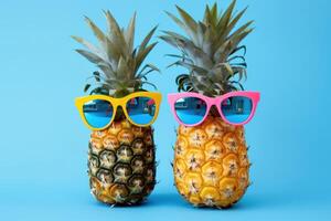 Playful Pineapples Wearing Trendy Sunglasses photo