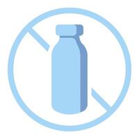 Lactose free label. Diet, drop, fermented milk product, lactase enzyme, intolerance, indigestion, digestive problem disorder, congenital, acquired, intestines, stomach, alternative, crossed out bottle vector