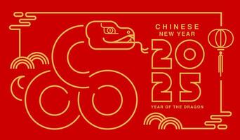 Lunar new year, Chinese New Year 2025 , Year of the Snake , line art ,outline vector