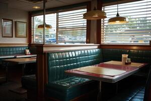 Inviting Dining Area with a Cozy Booth Design, Showcasing Modern and Elegant Restaurant Interior Features photo