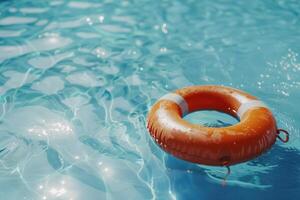 Essential Life Buoy Floating in the Pool, Providing Crucial Water Safety and Emergency Rescue Support photo