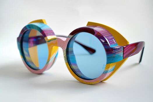 multicolor miedoso estilo Gafas de sol con vibrante patrones, Perfecto para haciendo un negrita Moda declaración foto
