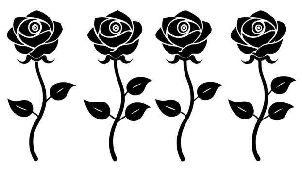 conjunto de 4 4 sencillo decorativo hermosa Rosa con vides en blanco antecedentes vector