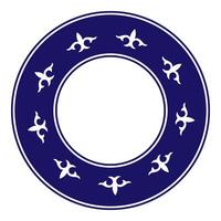 Traditional round ornament of middle Asia for decoration of clothes and yurts. Endless circle, border, frame of Nomadic ornament. Monochrome Kazakh national round pattern, frame. Patterns of the Turk vector
