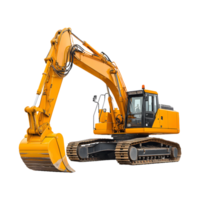 Heavy-Lifting Machine Sleek Yellow Excavator Isolated for Product Promotions and Posts png