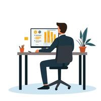 Focused Individual Working on a Computer vector
