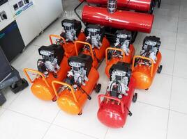 BAKU, AZERBAIJAN - May 20, 2022. Electrical equipment, high-pressure devices for washing cars by Omax are on sale in the store photo