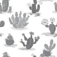 Cactus Collections monochrome seamless pattern, illustration vector