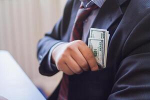 Blur image,corruption on officials in order to obtain items and projects that they want as an offense by giving money for corruption. idea of combating and preventing corruption by government official photo