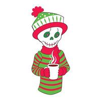 Skeleton with Snowman Hat and Steam vector